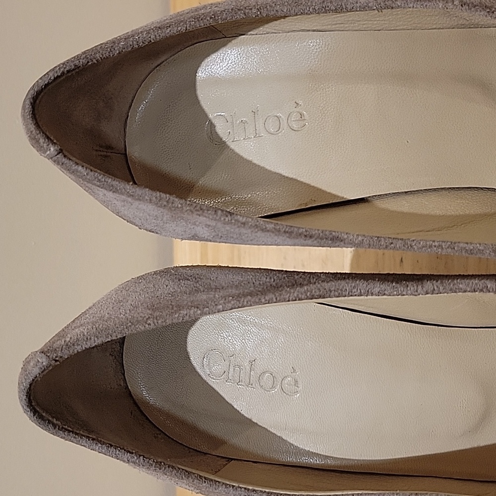 Chloe Taupe Suede Leather Heels - Picture 11 of 15